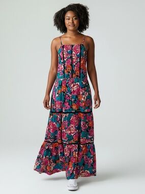 chelsea & violet tiered sleeveless floral dress - M